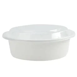 7" Deep Container White Deep Round Plastic Container With Lids 32 oz | 6ct