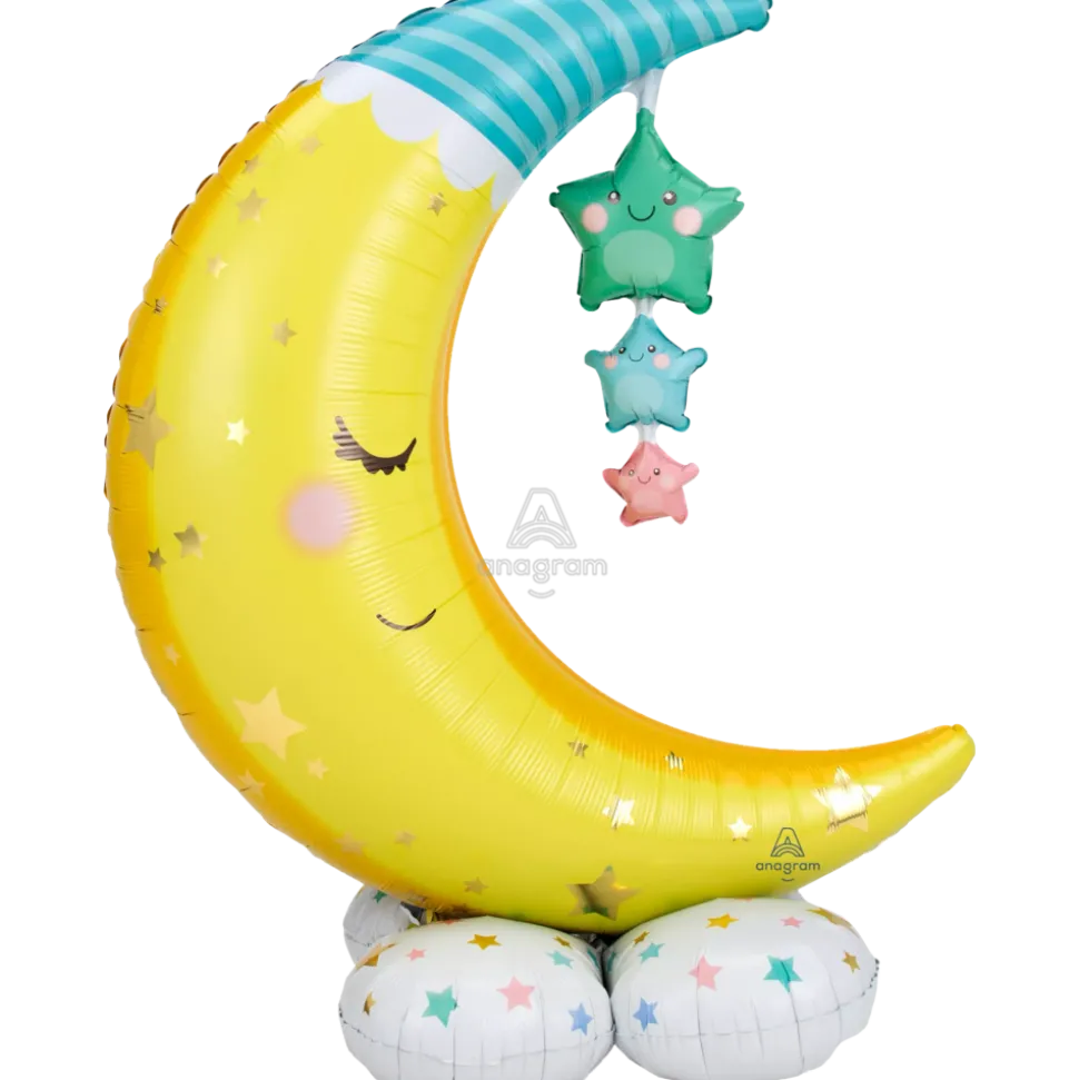 AirLoonz Moon & Stars Balloon Uninflated 55" | 1 ct