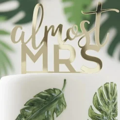 Almost Mrs. Gold Acrylic Hen Party Cake Topper | 1ct