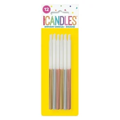Assorted Metallic Dipped Birthday Candle 5in | 12ct