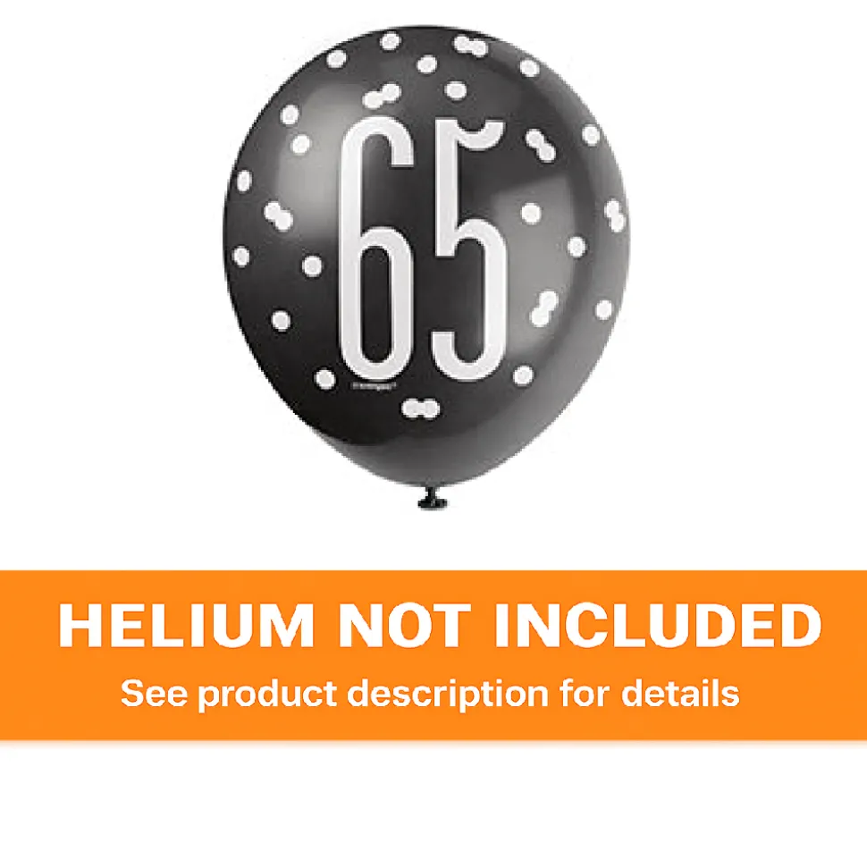 Assorted 65th Birthday Latex Balloon Pack 12in | 6ct