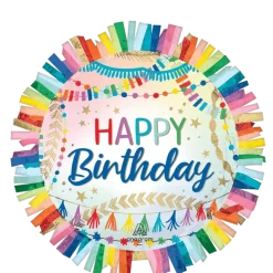 Birthday Streamers Fringe SuperShape Mylar Balloon, 24" | 1 ct