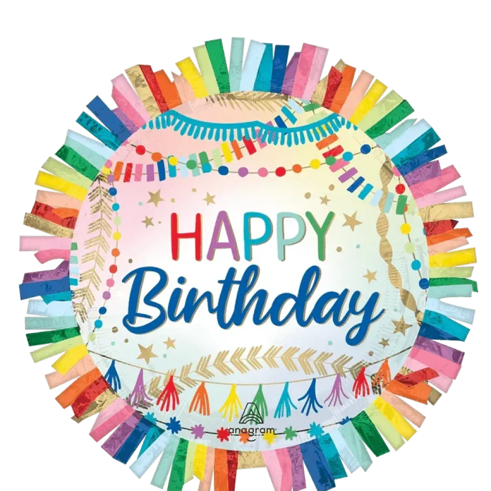 Birthday Streamers Fringe SuperShape Mylar Balloon, 24" | 1 ct