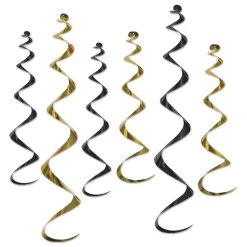 Black & Gold Twirly Whirlys | 6ct