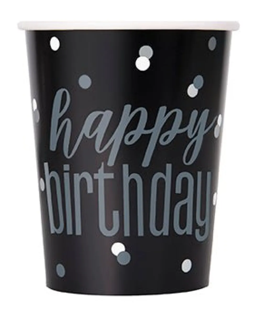 Black Happy Birthday Cup 9oz | 8ct