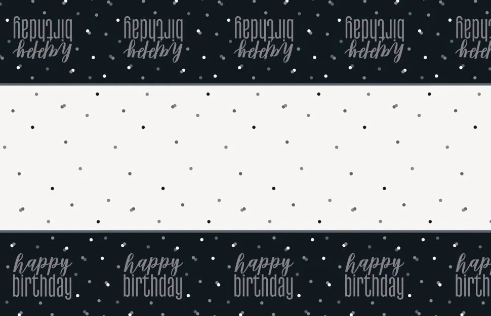 Black Happy Birthday Plastic Tablecover | 1ct