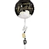 Black, Silver, & Gold Satin Birthday Airwalker Balloon | 1 ct