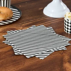 Black Striped Paper Napkins | 16ct