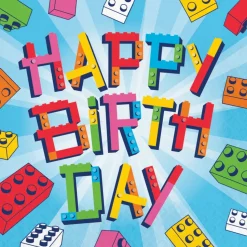 Block Bash Happy Birthday Lunch Napkins | 16 ct