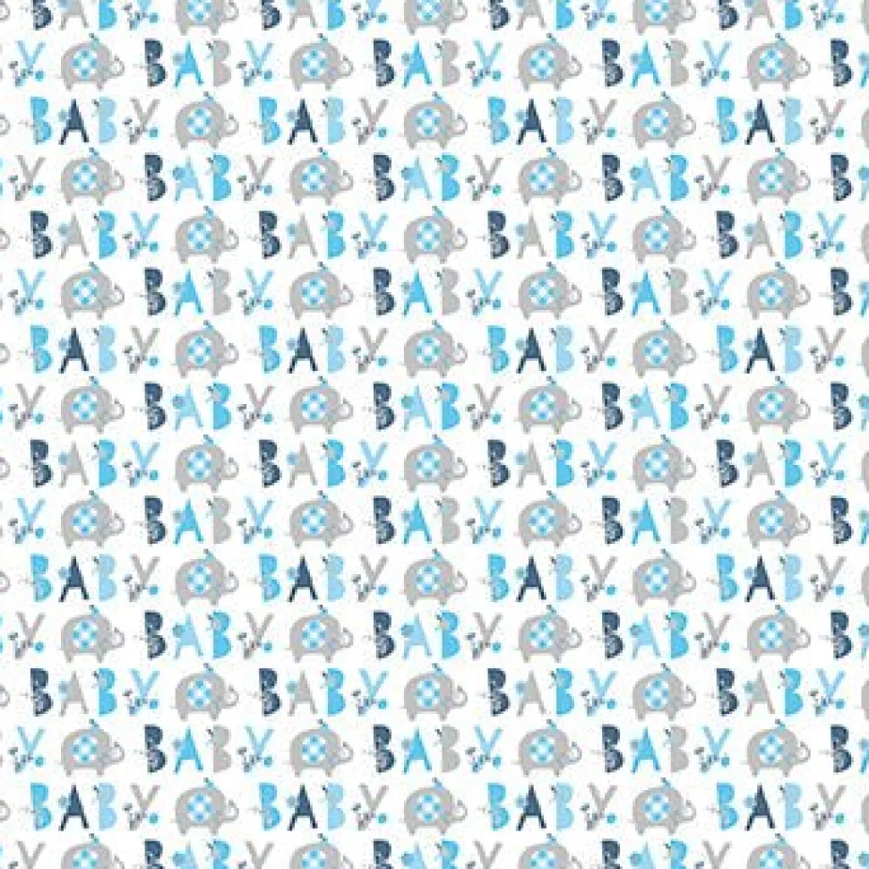 Blue Floral Elephant Gift Wrap Roll | 1ct