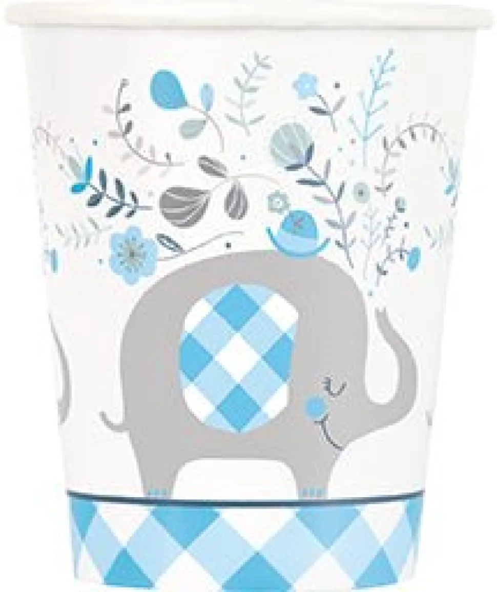 Blue Floral Elephant Cup 9oz | 8ct