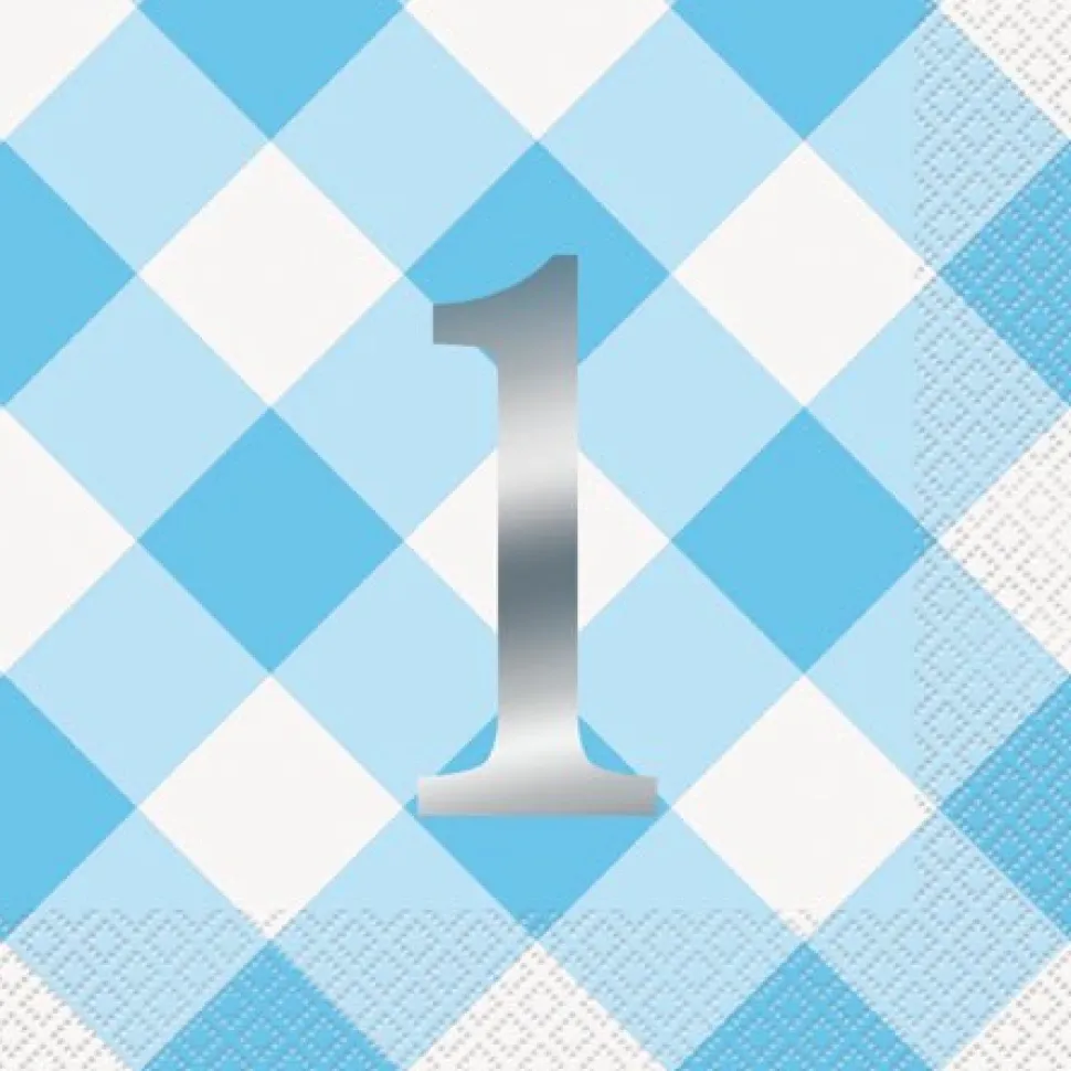 Blue Gingham Lunch Napkins | 16ct