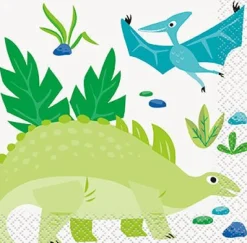 Blue/Green Dinosaur Beverage Napkins | 16ct