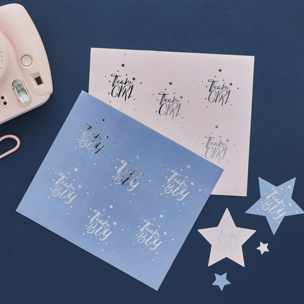 Blue & Pink Team Boy & Team Girl Stickers | 24ct