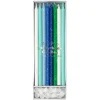 Blue/White/Green Glitter Candles | 24ct