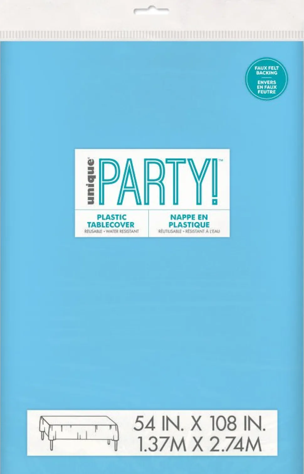 Caribbean Blue Plastic Table Cover – 54 in x 108 in | 1 ct