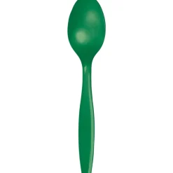 Emerald Green Plastic Spoons | 24ct