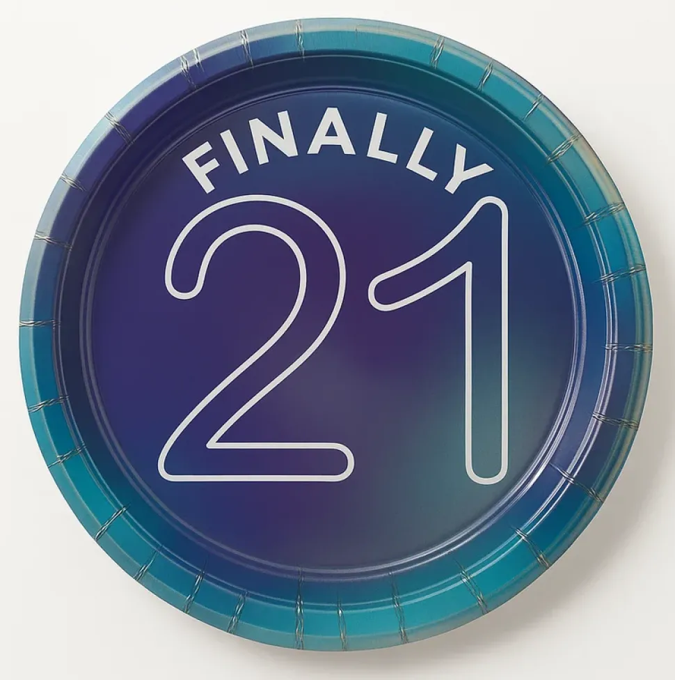 Finally 21 Iridescent Paper Plates, 7" | 8ct