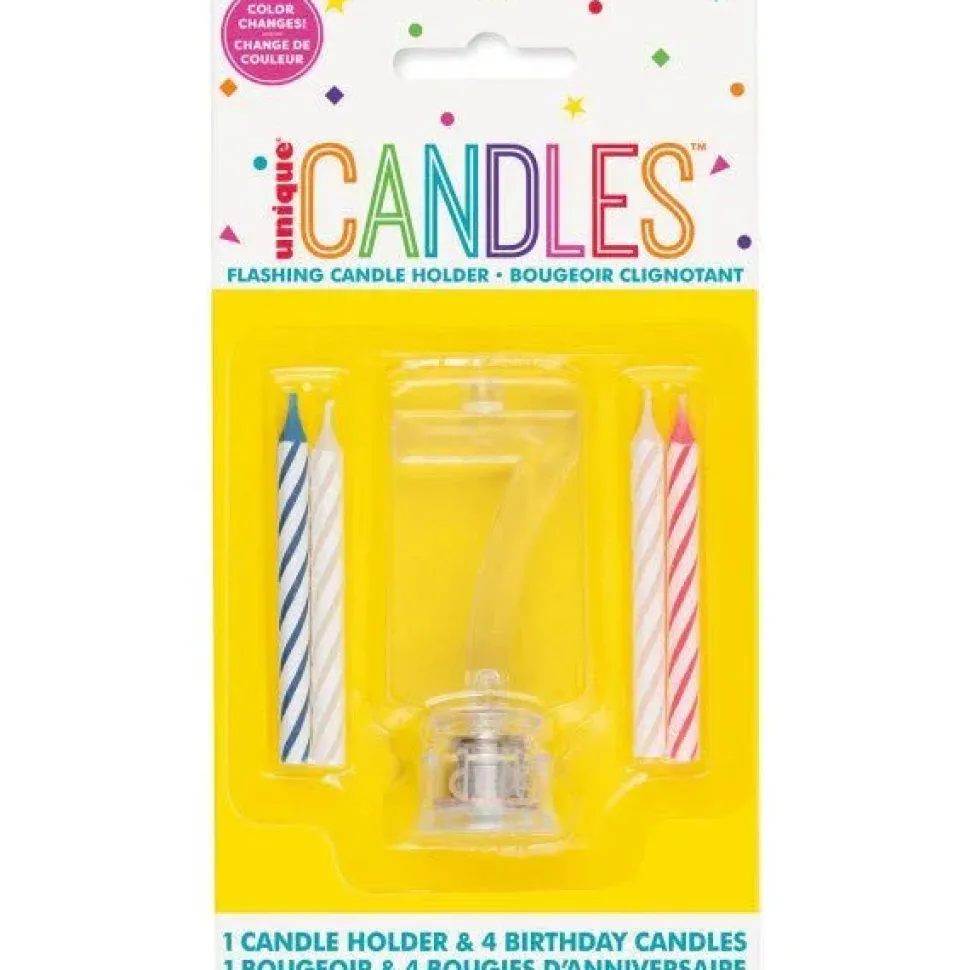 Flashing Candle Holder W/Birthday Candles #7 | 1ct