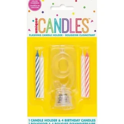 Flashing Candle Holder W/Birthday Candles #9 | 1ct
