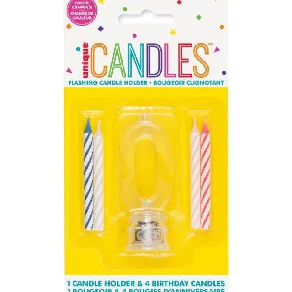 Flashing Candle Holder W/Birthday Candles #0 | 1ct