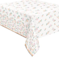Foil Pink Blooms Tablecover | 1ct