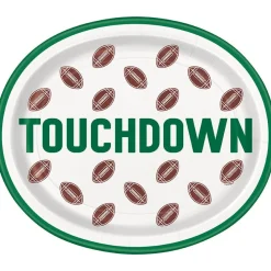 Football Touchdown Oval Plate 12in | 8ct