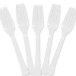 Frosty White Plastic Forks | 20ct