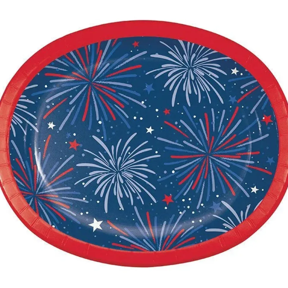 Fun Fireworks Oval Paper Platters 8pk | 1ct