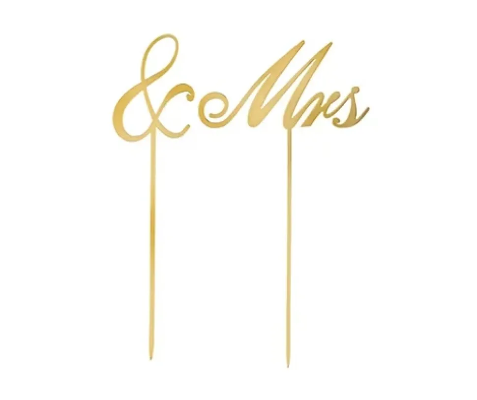 Gold & Mrs. Cake Topper | 2pc