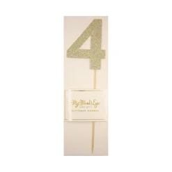 Gold Glitter Number Cake Topper Party Pick No. 4