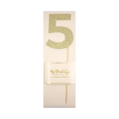 Gold Glitter Number Cake Topper Party Pick No. 5