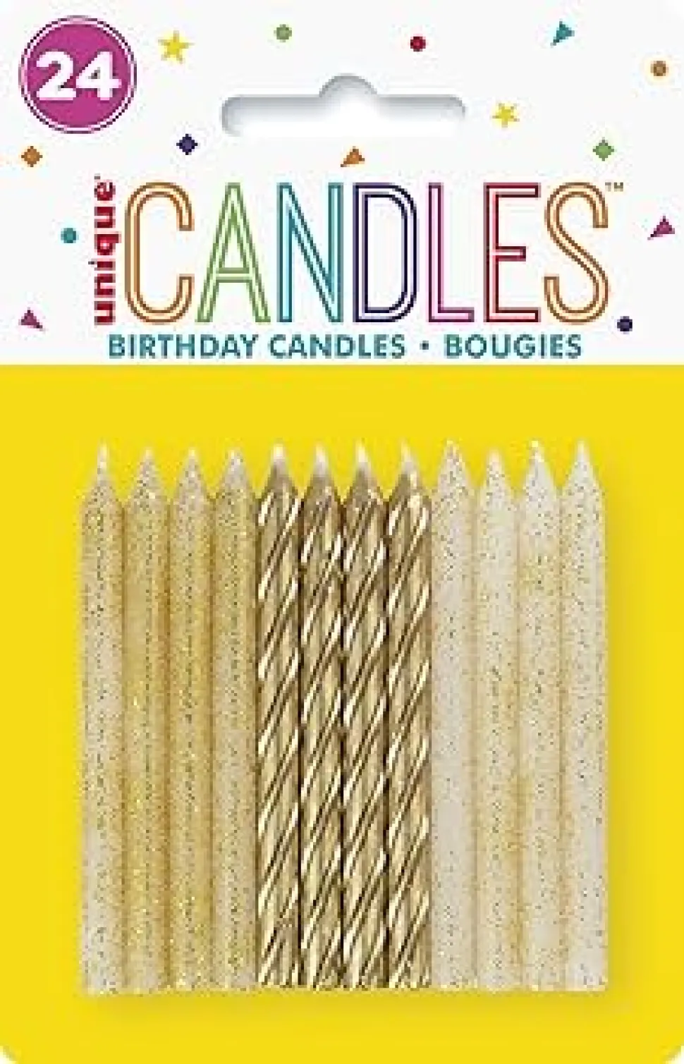 Gold Spiral Assorted Birthday Candle | 24ct