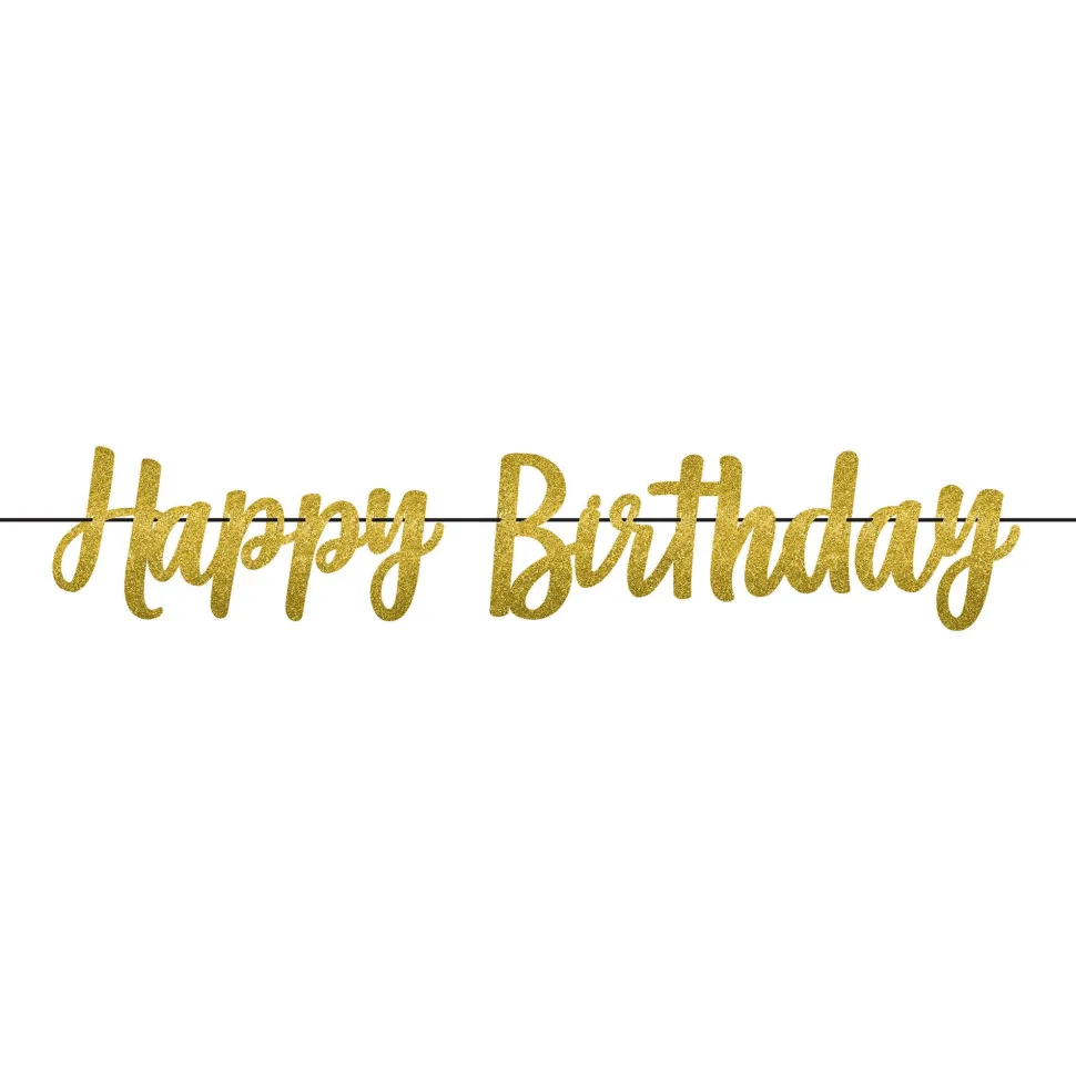 Gold Birthday Glitter Letter Banner | 1ct