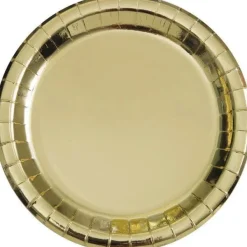 Gold Foil Round Paper Plates 7in | 8ct