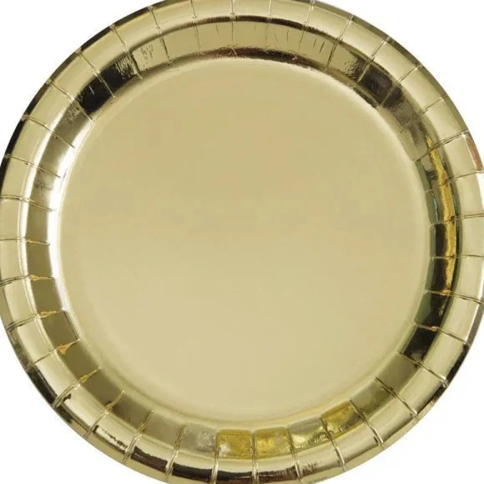 Gold Foil Round Paper Plates 7in | 8ct