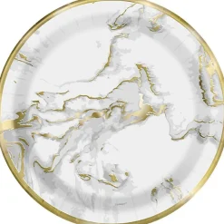 Gold Marble Foil Plates 9in | 10ct
