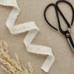 Gold Mr & Mrs Frayed Cotton Ribbon | 1ct