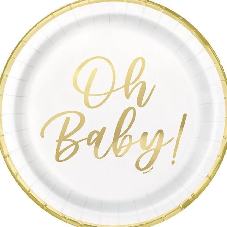 Gold "Oh Baby" Plates 9in | 8ct