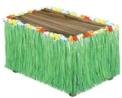 Green Grass Table Skirt w/ Flowers | 1ct