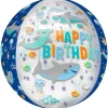 Happy Birthday Sharks Orbz Balloon 16" | 1ct