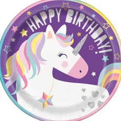 Happy Birthday Unicorn Plate 9in | 8ct