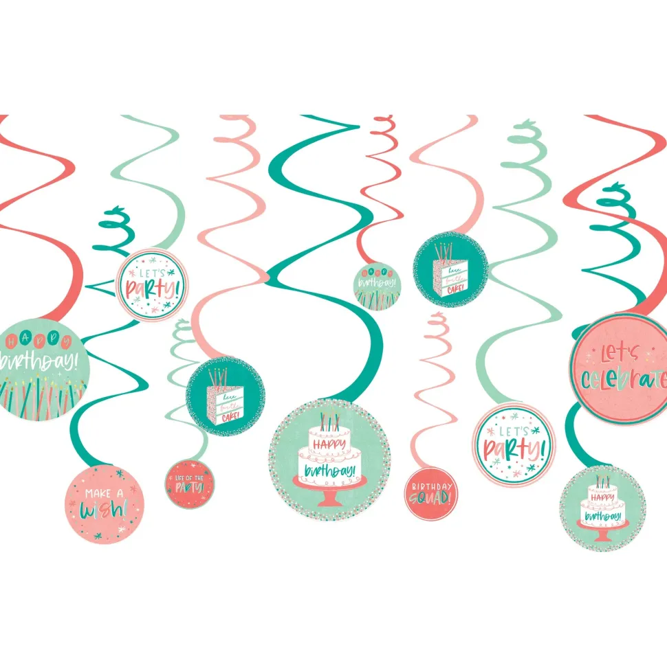 Happy Cake Day Spiral Decorations | 12ct