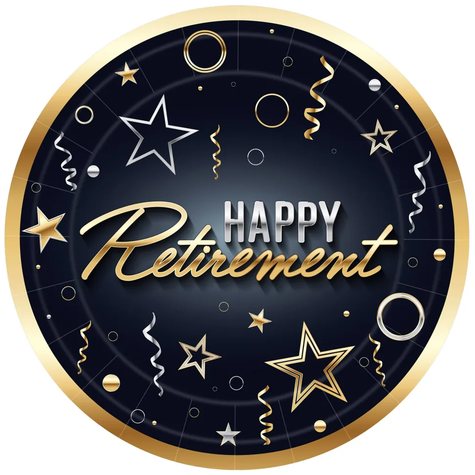 Happy Retirement Paper Plates 9" | 8ct