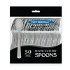Heavy Duty Plastic Silver Spoons | 50pcs