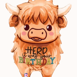 Highland Cow Birthday Supershape Mylar Balloon | 1ct