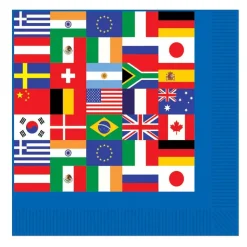 International Flag 5in Paper Beverage Napkins | 16ct