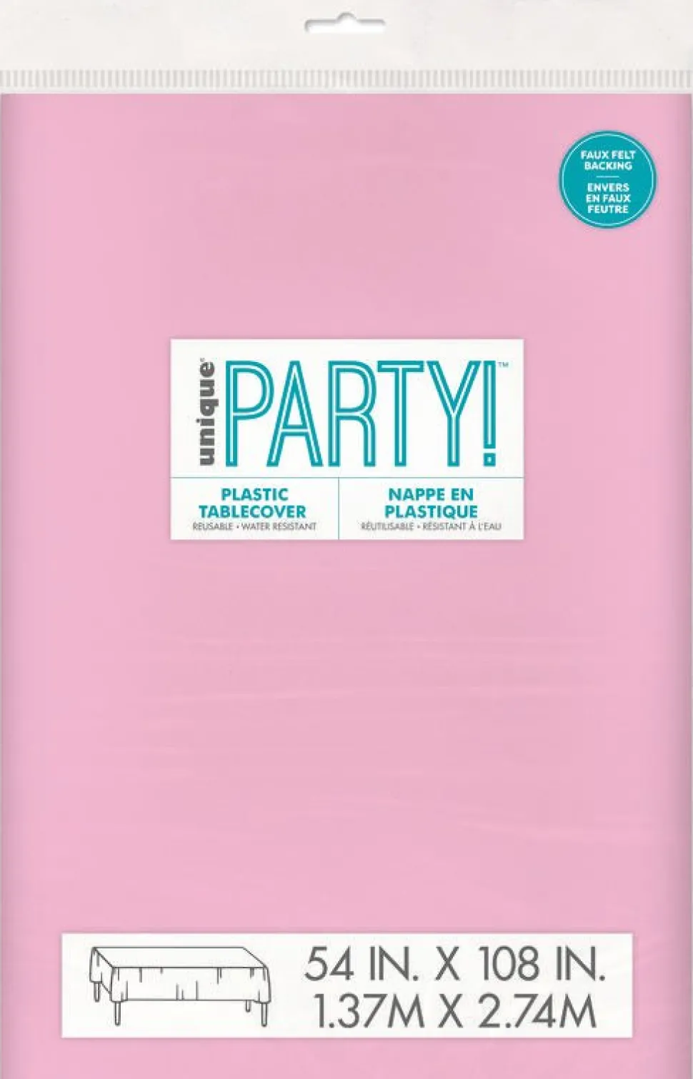 Light Pink Plastic Tablecover – 54 in x 108 in | 1ct