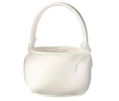 Lillian Rose Off White Satin Flower Girl Basket | 1ct