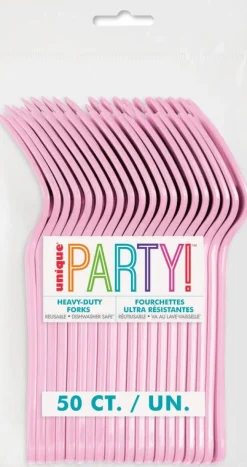 Lovely Pink Premium Plastic Forks | 50ct